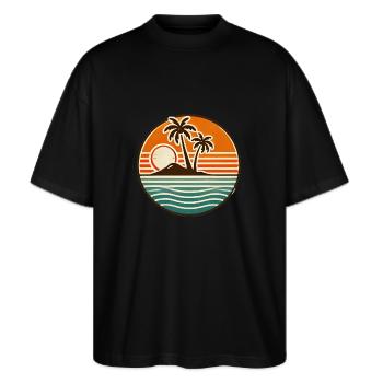 Paradis 🌴🌅 tropical - T-shirt bio Blaster 2.0 coupe oversize Stanley/Stella Unisexe - noir - Devant - Alina (178cm) & Michal (187cm)