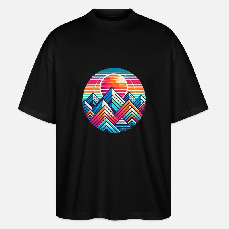 Farbenfrohe Berglandschaft - Stanley/Stella Oversized Unisex Bio T-Shirt Blaster 2.0 - Schwarz