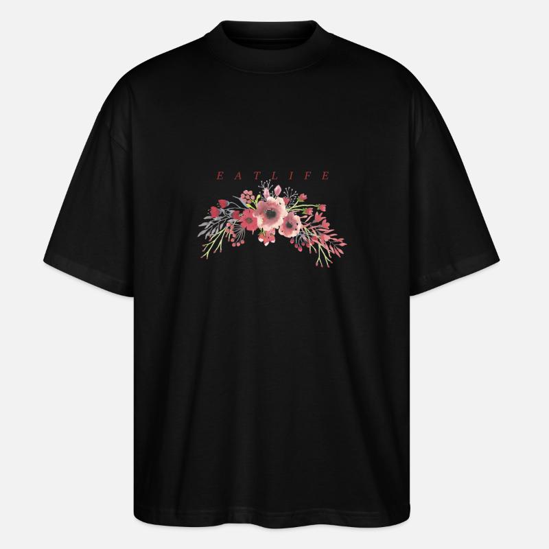 Blumenmuster - Stanley/Stella Oversized Unisex Bio T-Shirt Blaster 2.0 - Schwarz
