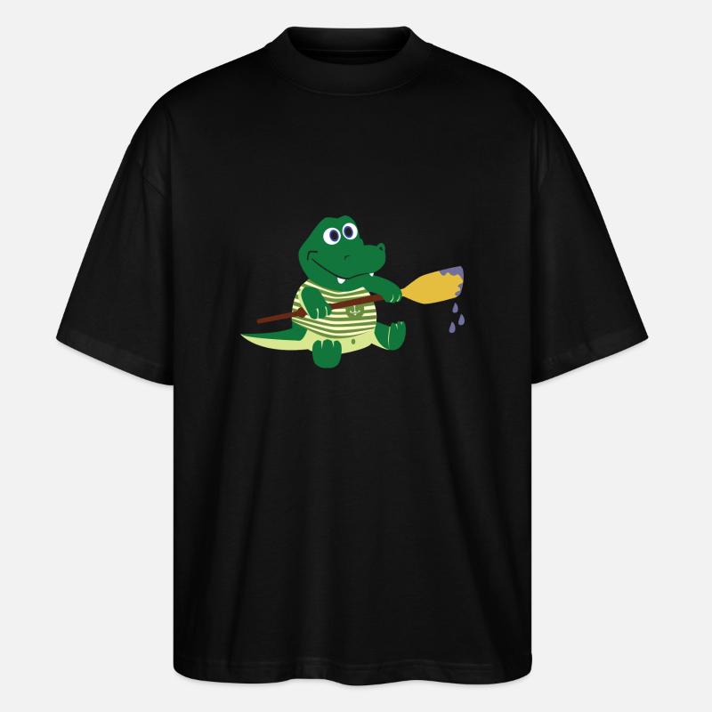 Krokodil mit Paddel - Stanley/Stella Oversized Unisex Bio T-Shirt Blaster 2.0 - Schwarz