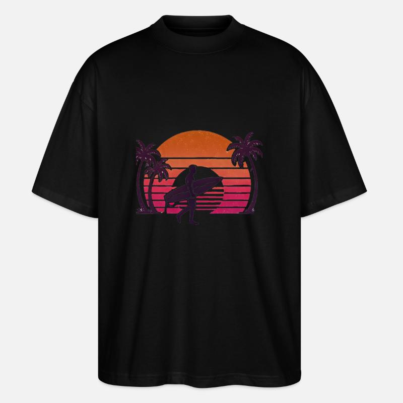 Sunset Surf Vibes 🌊🌴 - Stanley/Stella Oversized Unisex Bio T-Shirt Blaster 2.0 - Schwarz