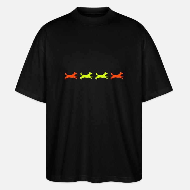 4x laufender Hund - Stanley/Stella Oversized Unisex Bio T-Shirt Blaster 2.0 - Schwarz