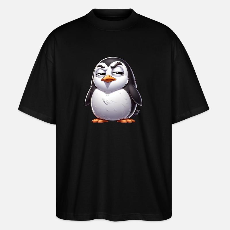 Skeptischer frecher Pinguin Cartoon - Stanley/Stella Oversized Unisex Bio T-Shirt Blaster 2.0 - Schwarz