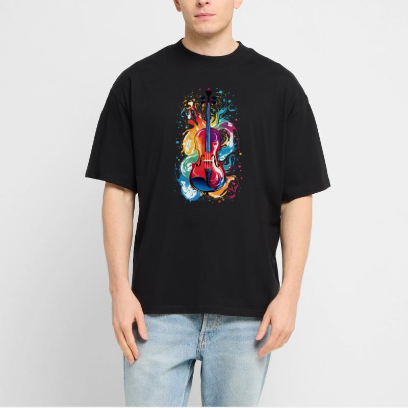 Violoncelle multicolore éclaboussure de couleur violon peinture éclaboussure T-shirt bio Blaster 2.0 coupe oversize Stanley/Stella Unisexe