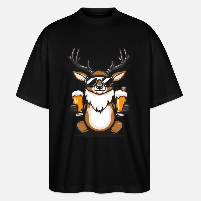 Hirsch Apres Ski Bier Comic - Stanley/Stella Oversized Unisex Bio T-Shirt Blaster 2.0 - Schwarz