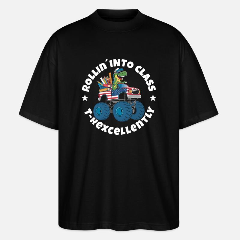 Trex Einschulung - Stanley/Stella Oversized Unisex Bio T-Shirt Blaster 2.0 - Schwarz