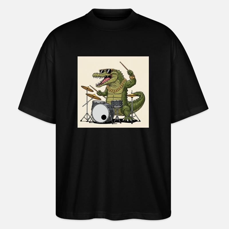 Crocodile cool avec tambours - T-shirt bio Blaster 2.0 coupe oversize Stanley/Stella Unisexe - noir