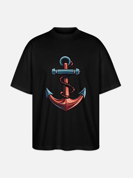 Anker Symbol Hafen - Stanley/Stella Oversized Unisex Bio T-Shirt Blaster 2.0 - Schwarz