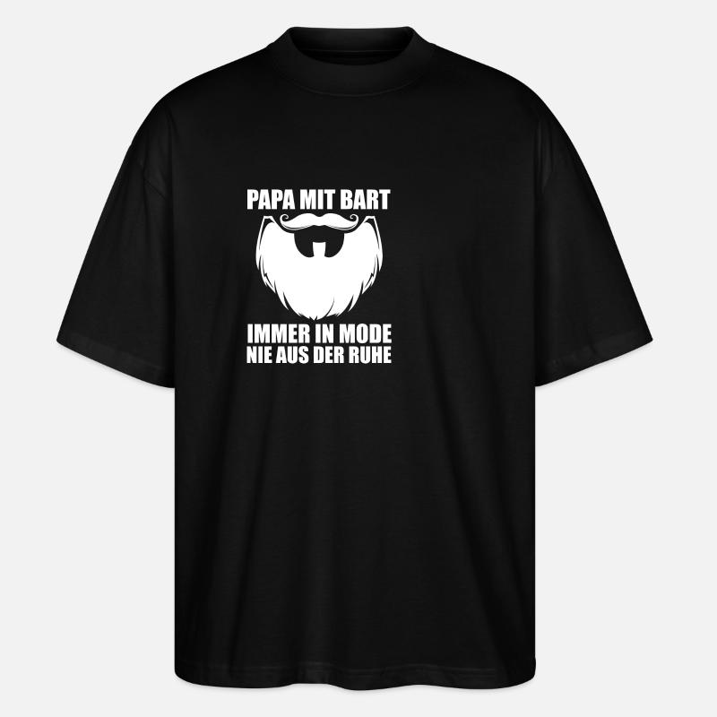 Papa Mit Bart - Stanley/Stella Oversized Unisex Bio T-Shirt Blaster 2.0 - Schwarz