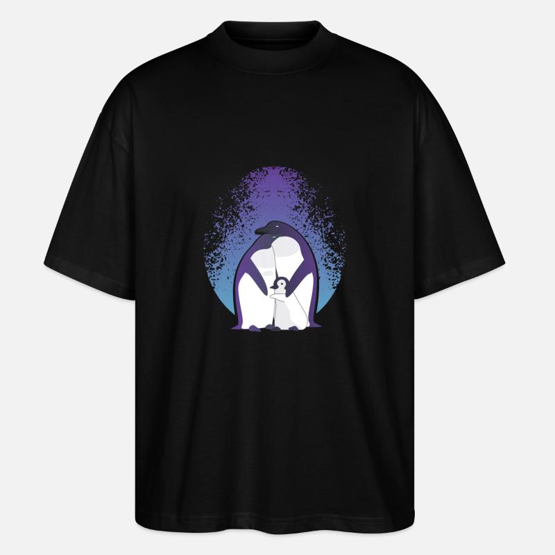 Pinguin Familie - Stanley/Stella Oversized Unisex Bio T-Shirt Blaster 2.0 - Schwarz