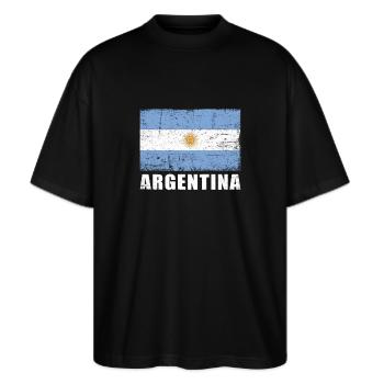 Drapeau argentin Grunge Drapeau argentin - T-shirt bio Blaster 2.0 coupe oversize Stanley/Stella Unisexe - noir - Devant - Alina (178cm) & Michal (187cm)