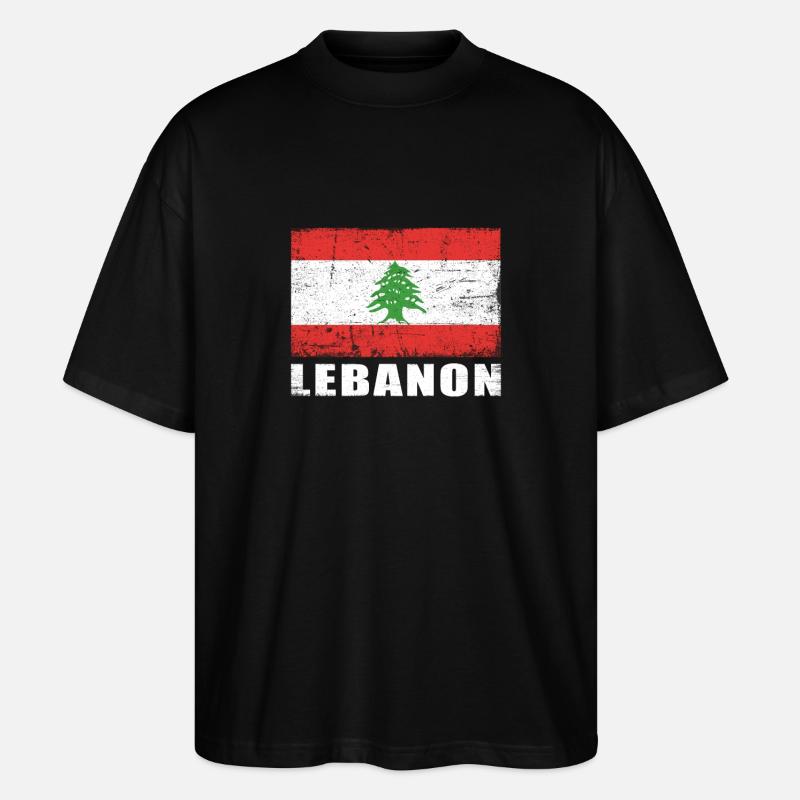 Liban Drapeau Grunge Liban Drapeau - T-shirt bio Blaster 2.0 coupe oversize Stanley/Stella Unisexe - noir