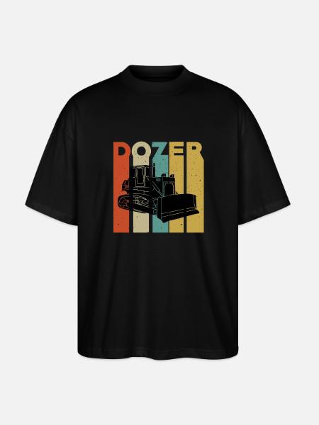 Retro Bulldozer T-Shirt - Stanley/Stella Oversized Unisex Organic T-shirt Blaster 2.0 - black