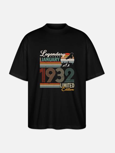 January 1932 Birthday man - Stanley/Stella Oversized Unisex Organic T-shirt Blaster 2.0 - black