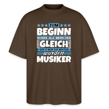 Zum Beginn gleich die besten wurden Musiker - Stanley/Stella Oversized Unisex Bio T-Shirt Blaster 2.0 - Dunkelbraun - Vorne - Alina (178cm) & Michal (187cm)