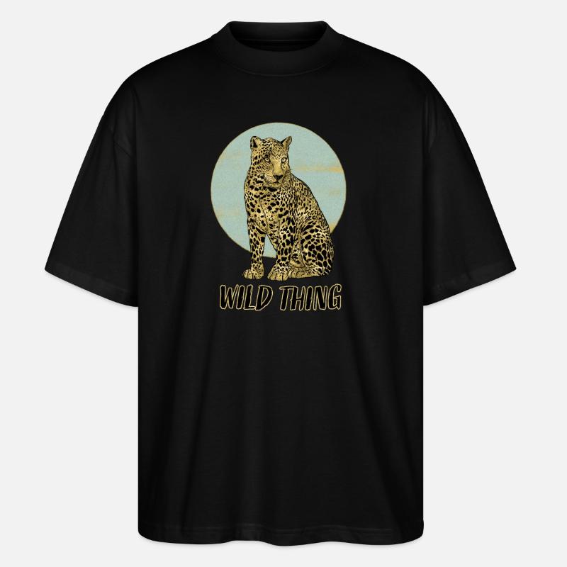 Wild Thing with Leopard - Stanley/Stella Oversized Unisex Organic T-shirt Blaster 2.0 - black