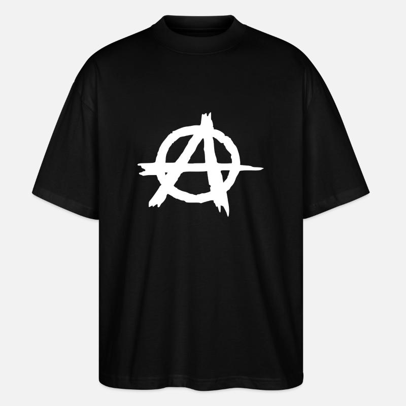 Anarchy symbol in circle - Stanley/Stella Oversized Unisex Organic T-shirt Blaster 2.0 - black