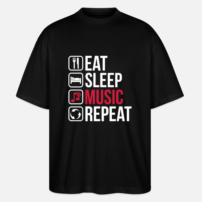 Eat Sleep Music Repeat - Stanley/Stella Oversized Unisex Bio T-Shirt Blaster 2.0 - Schwarz