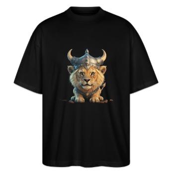 Amoureux du Lion - T-shirt bio Blaster 2.0 coupe oversize Stanley/Stella Unisexe - noir - Devant - Alina (178cm) & Michal (187cm)