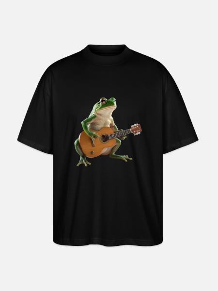 Frog Toad Musician Guitar - Stanley/Stella Oversized Unisex Organic T-shirt Blaster 2.0 - black