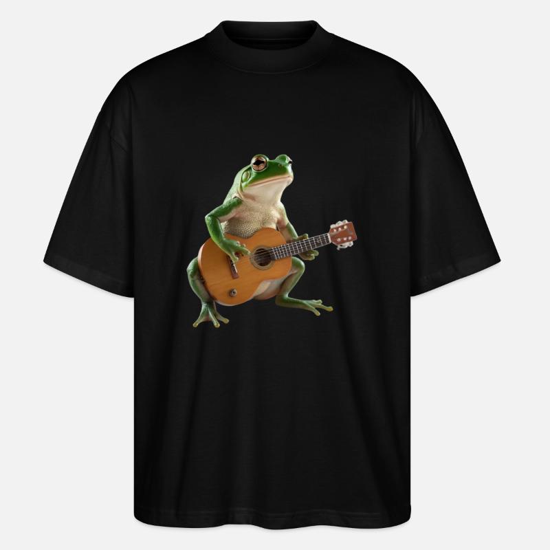 Frog Toad Musician Guitar - Stanley/Stella Oversized Unisex Organic T-shirt Blaster 2.0 - black
