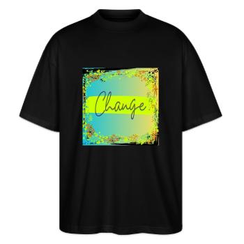 Changer « Automne » - T-shirt bio Blaster 2.0 coupe oversize Stanley/Stella Unisexe - noir - Devant - Alina (178cm) & Michal (187cm)