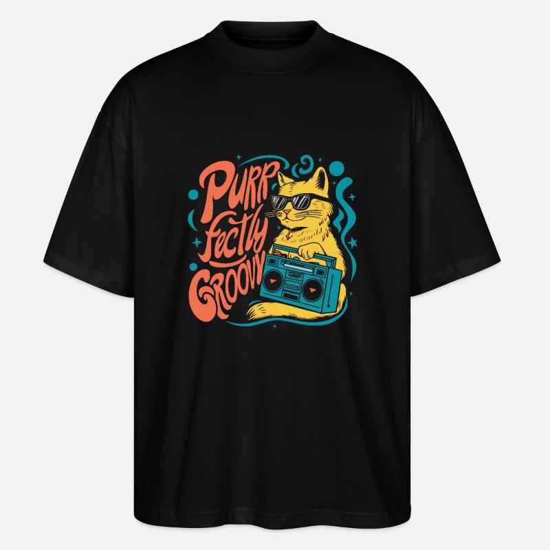 Schnurrend groovig - Stanley/Stella Oversized Unisex Bio T-Shirt Blaster 2.0 - Schwarz