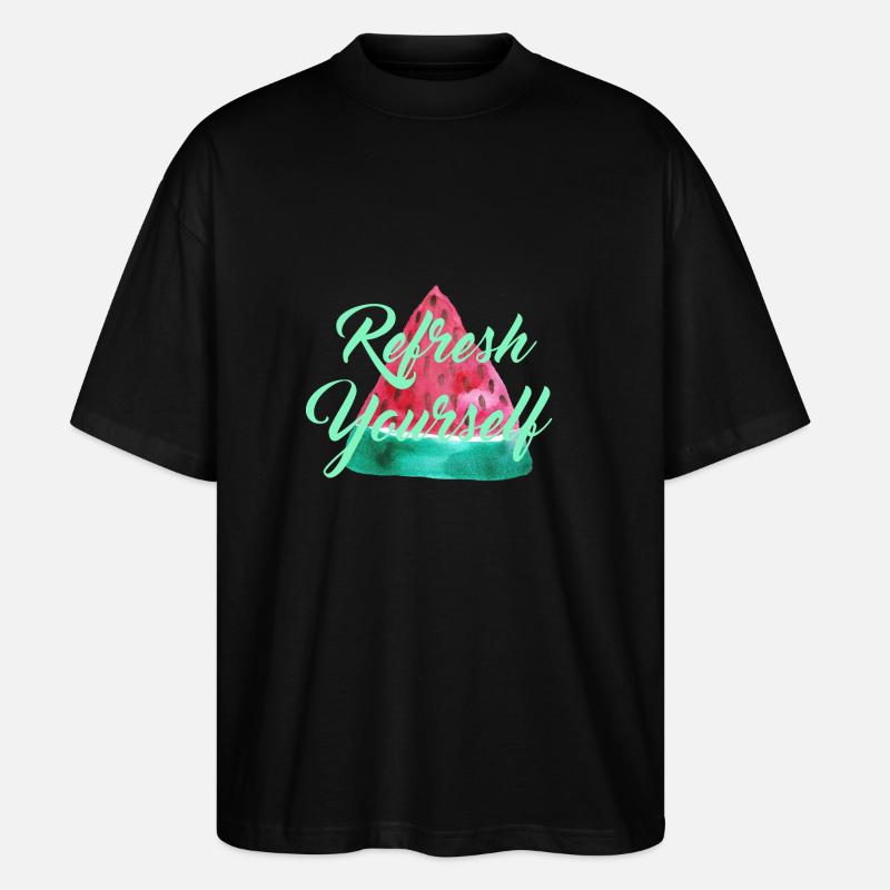 Wassermelone "Refresh Yourself" - Stanley/Stella Oversized Unisex Bio T-Shirt Blaster 2.0 - Schwarz
