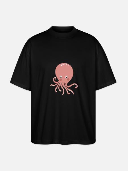 Pink Octopus - Stanley/Stella Oversized Unisex Organic T-shirt Blaster 2.0 - black