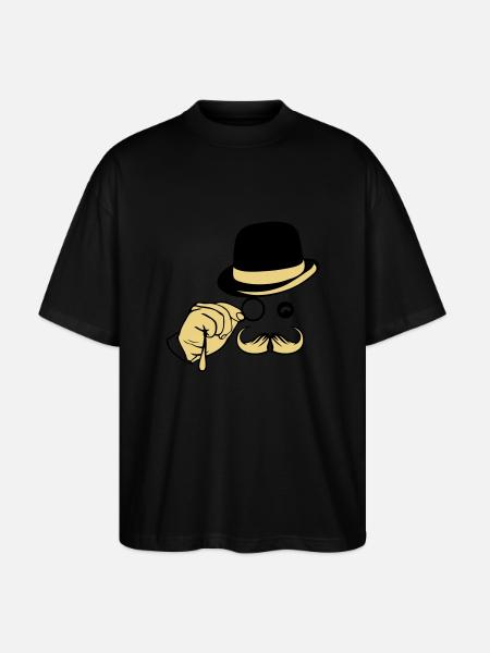 smiley hat monocle mustache melon - Stanley/Stella Oversized Unisex Organic T-shirt Blaster 2.0 - black