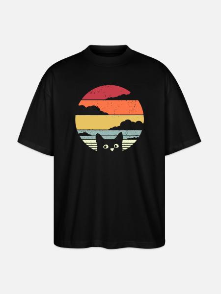 Graphique drôle de chat - T-shirt bio Blaster 2.0 coupe oversize Stanley/Stella Unisexe - noir
