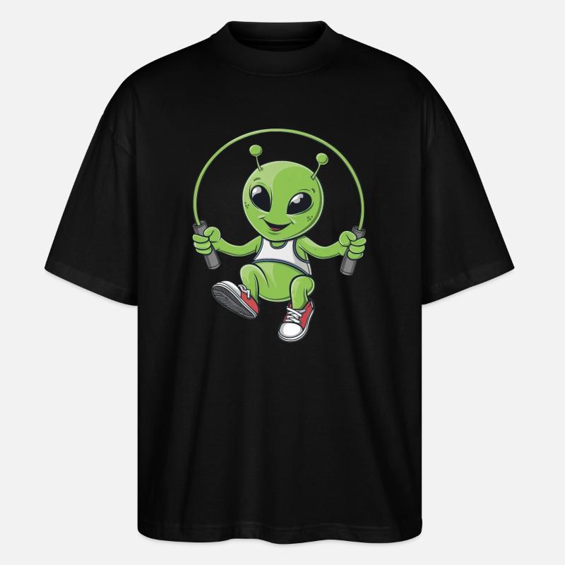 Alien mit Springseil - Stanley/Stella Oversized Unisex Bio T-Shirt Blaster 2.0 - Schwarz