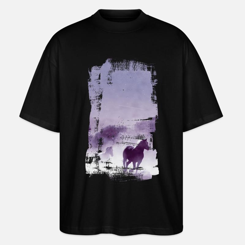 Pferde - Stanley/Stella Oversized Unisex Bio T-Shirt Blaster 2.0 - Schwarz