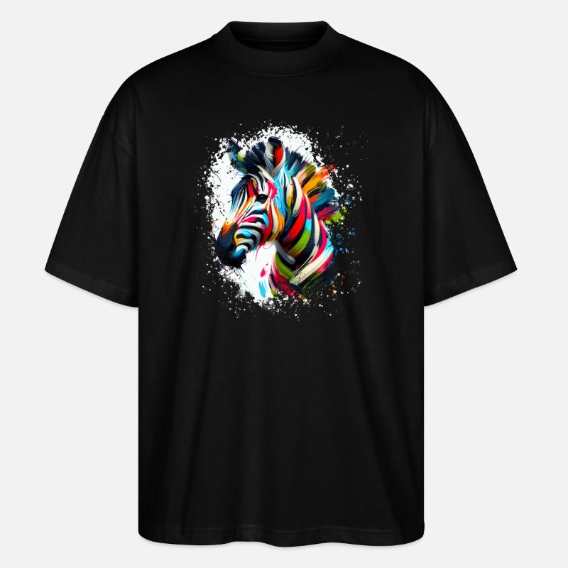 Buntes Zebra Kunstwerk Zebras - Stanley/Stella Oversized Unisex Bio T-Shirt Blaster 2.0 - Schwarz