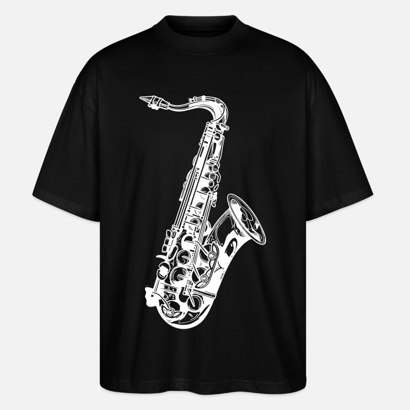 Saxophon Skizze - Stanley/Stella Oversized Unisex Bio T-Shirt Blaster 2.0 - Schwarz