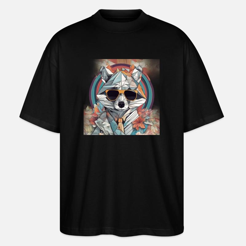Epischer Waschbär - Stanley/Stella Oversized Unisex Bio T-Shirt Blaster 2.0 - Schwarz