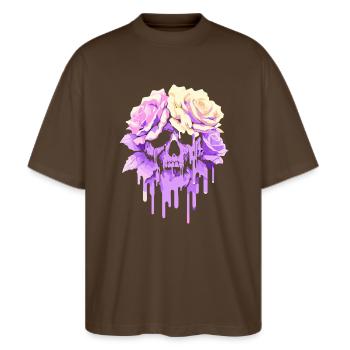 Blossoms of Decay: Pastel Gothic Melancholy - Stanley/Stella Oversized Unisex Organic T-shirt Blaster 2.0 - mocha - Front - Alina (178cm) & Michal (187cm)