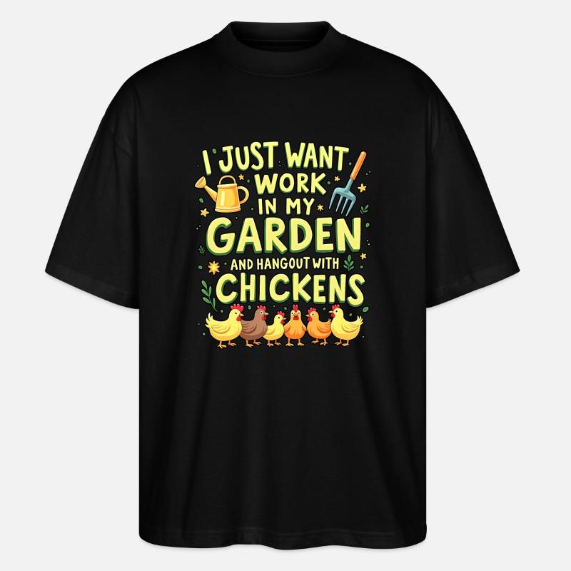 garten hühner - Stanley/Stella Oversized Unisex Bio T-Shirt Blaster 2.0 - Schwarz