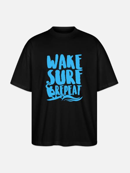 Surfing Wake Surf Repeat - Stanley/Stella Oversized Unisex Organic T-shirt Blaster 2.0 - black