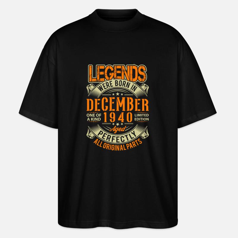 1940 Décembre Birthday Legend - T-shirt bio Blaster 2.0 coupe oversize Stanley/Stella Unisexe - noir