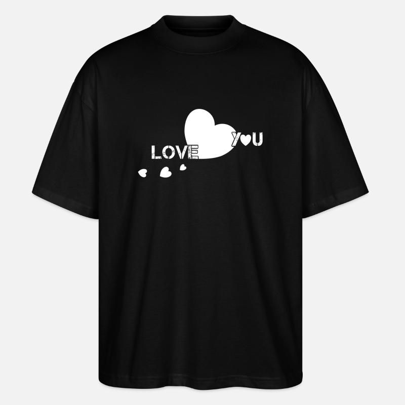 Je t’aime cœurs blancs - T-shirt bio Blaster 2.0 coupe oversize Stanley/Stella Unisexe - noir