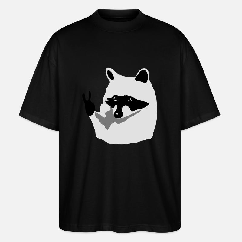 Waschbär-Peace - Stanley/Stella Oversized Unisex Bio T-Shirt Blaster 2.0 - Schwarz