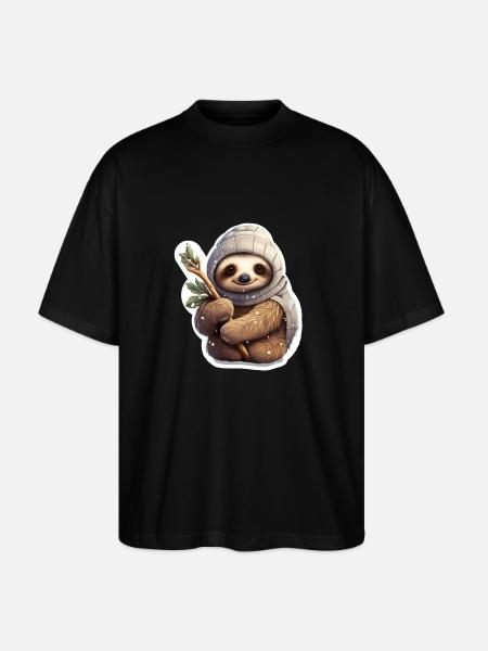 winter sloth - Stanley/Stella Oversized Unisex Organic T-shirt Blaster 2.0 - black