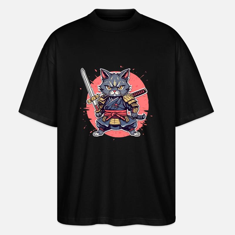 Chat samouraï #32 - T-shirt bio Blaster 2.0 coupe oversize Stanley/Stella Unisexe - noir