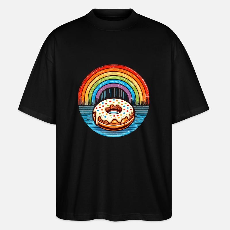 Beignet arc-en-ciel - T-shirt bio Blaster 2.0 coupe oversize Stanley/Stella Unisexe - noir