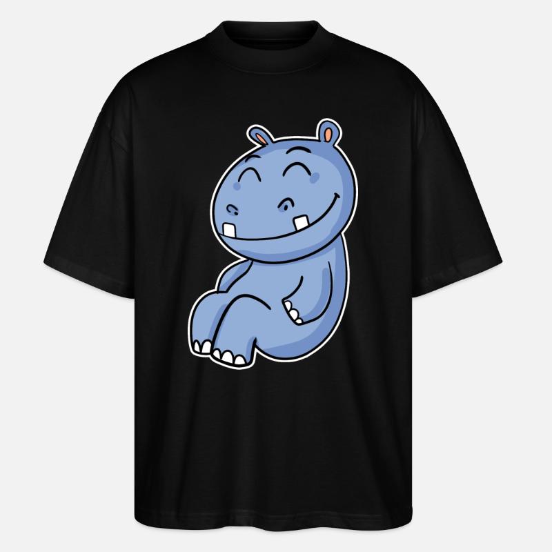 Nilpferd Flusspferd - Stanley/Stella Oversized Unisex Bio T-Shirt Blaster 2.0 - Schwarz