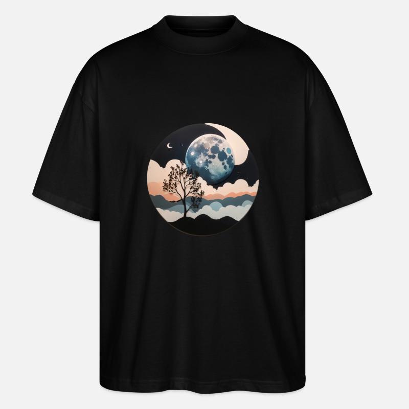 minimalistic moon - Stanley/Stella Oversized Unisex Bio T-Shirt Blaster 2.0 - Schwarz