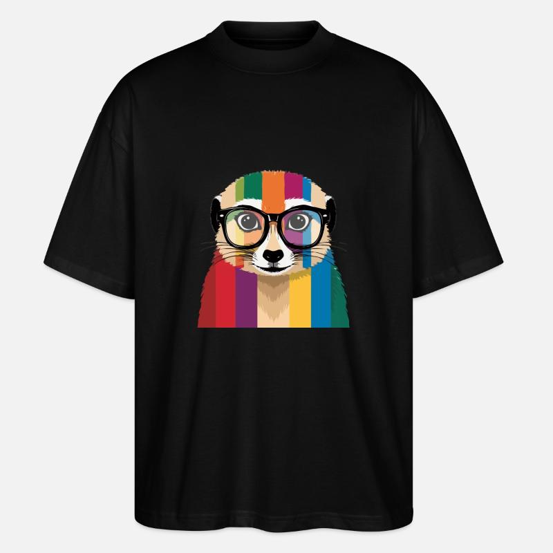 Erdmännchen Brille Bunt Cool - Stanley/Stella Oversized Unisex Bio T-Shirt Blaster 2.0 - Schwarz