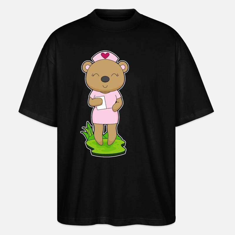 Bear Nurse Sticky Note - Stanley/Stella Oversized Unisex Organic T-shirt Blaster 2.0 - black