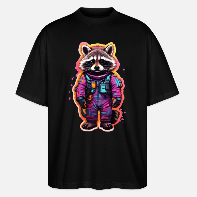 Waschbär - Stanley/Stella Oversized Unisex Bio T-Shirt Blaster 2.0 - Schwarz